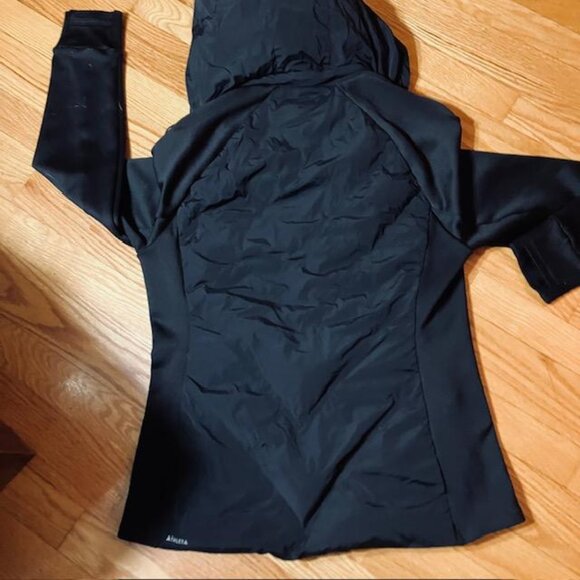 Athleta Inlet Quilted AthLeisure Black Puffer Slim Fit Hooded Jacket Sz MED - Picture 10 of 13
